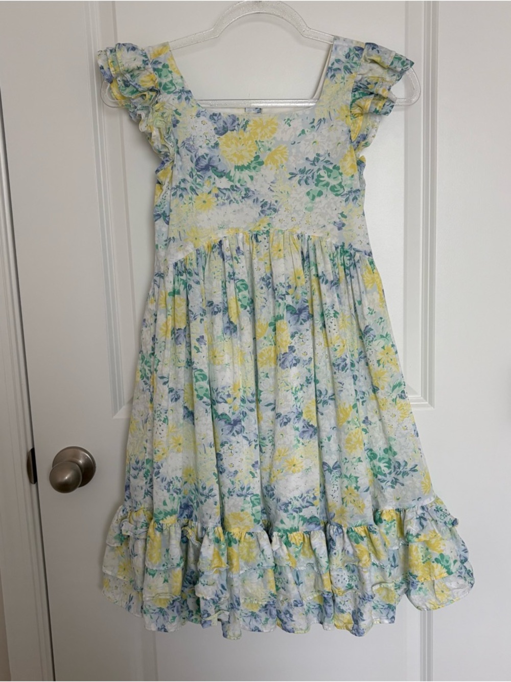 Janie and Jack Yellow, Blue & Green Floral Ruffle Sundress